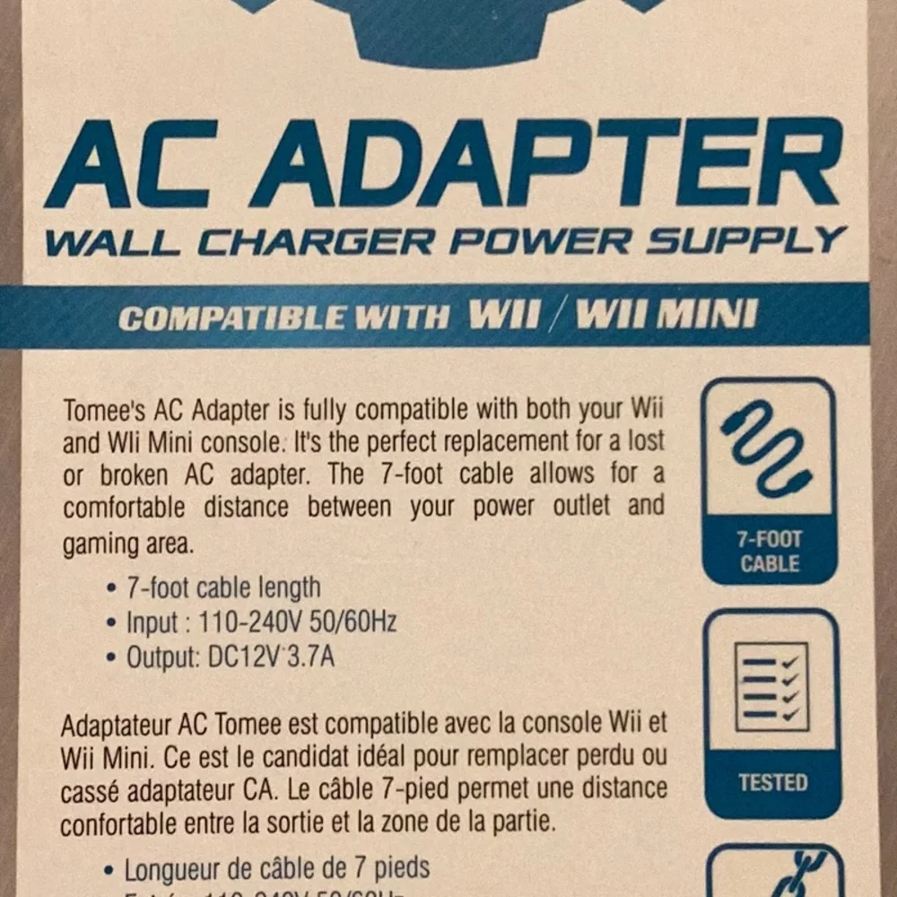 Wii Power Supply AC Adapter Plug Replacement For Use With Nintendo Wii Console
